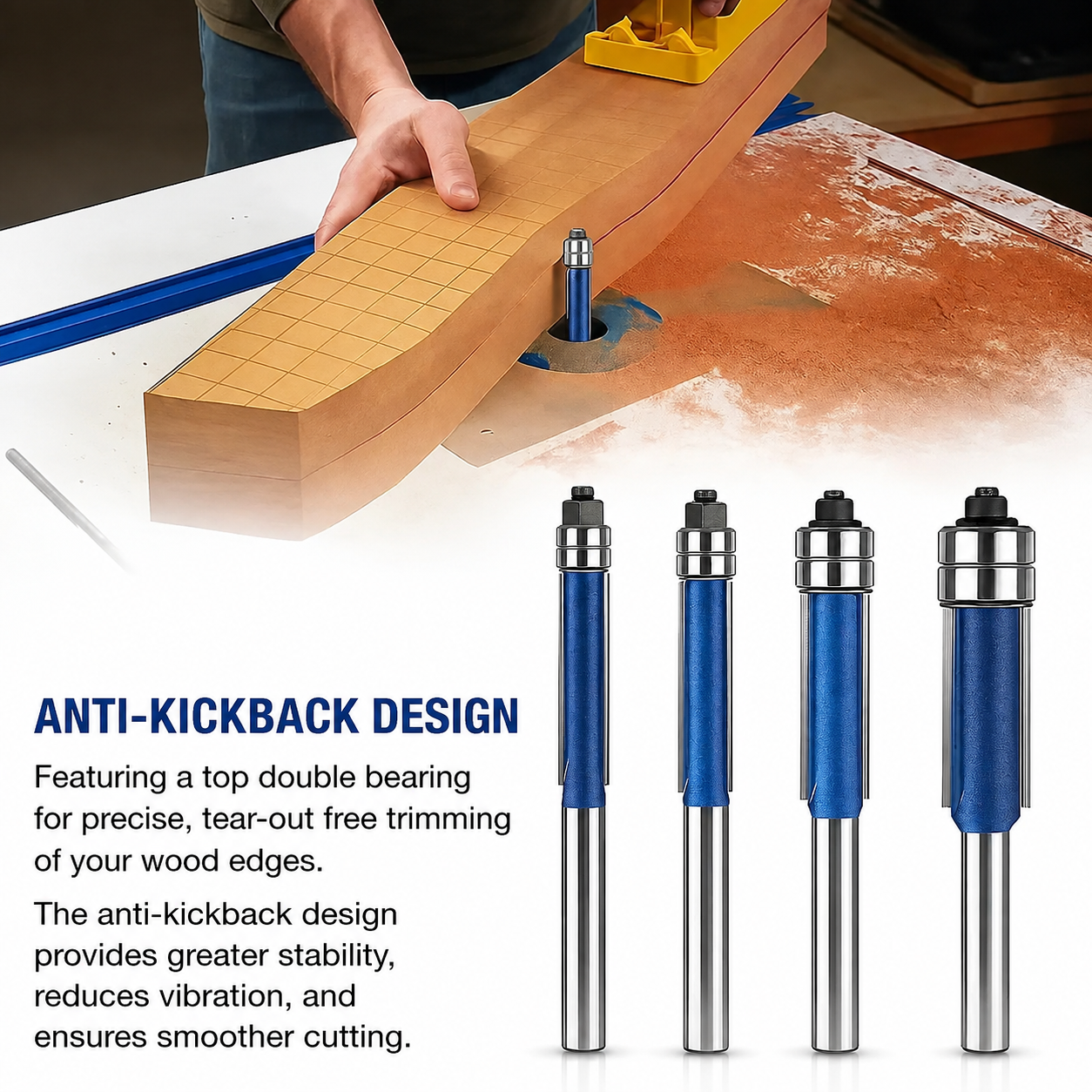 Set of 4 Deburring and Polishing Tools for Smooth, Splinter-Free Edges