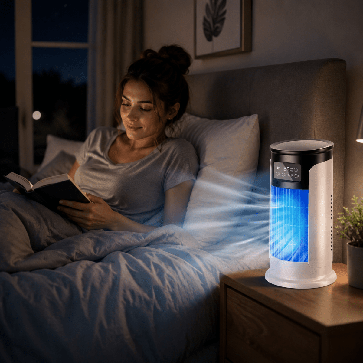 Portable Evaporative Air Cooler with Fan and Humidification