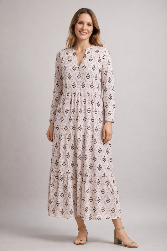 Women's Boho Tiered Maxi Dress | with V-Neck