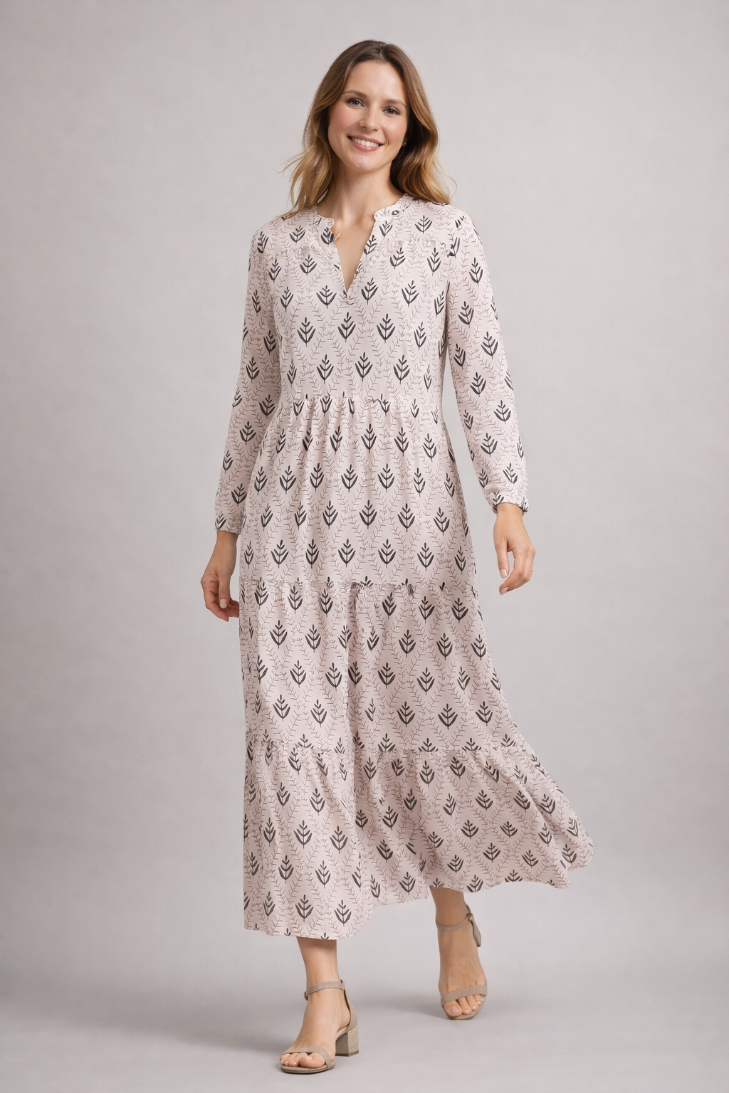 Women's Boho Tiered Maxi Dress | with V-Neck