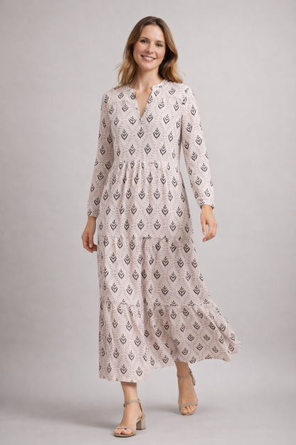 Women's Boho Tiered Maxi Dress | with V-Neck
