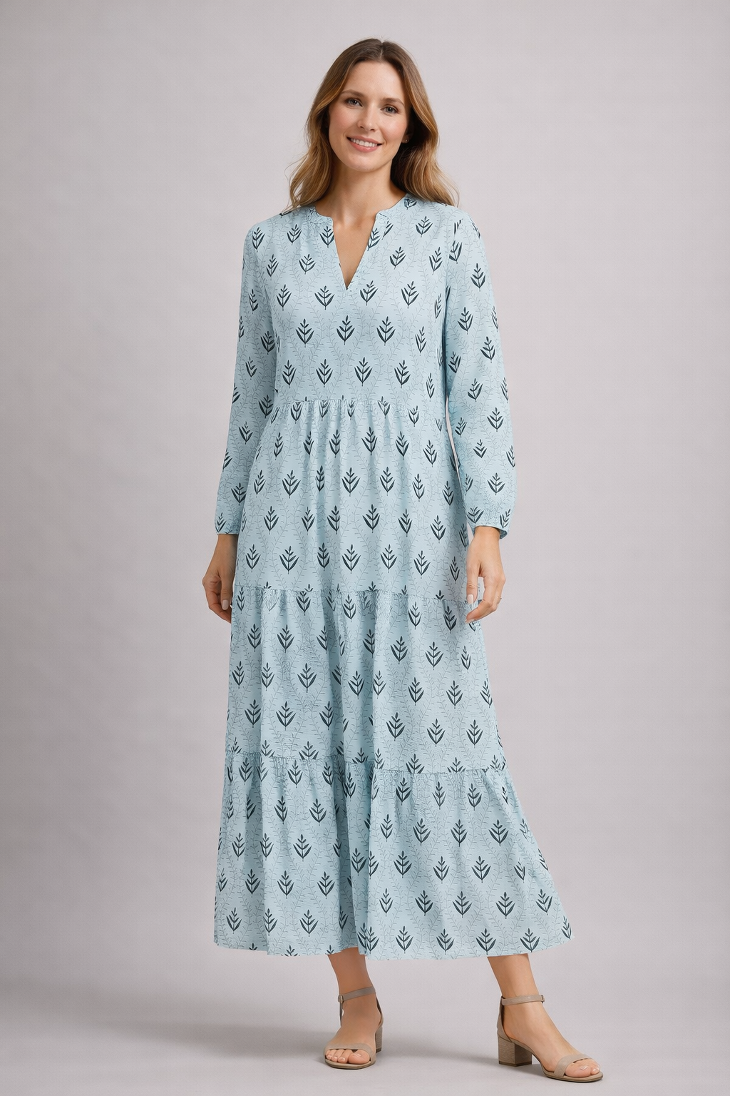 Women's Boho Tiered Maxi Dress | with V-Neck