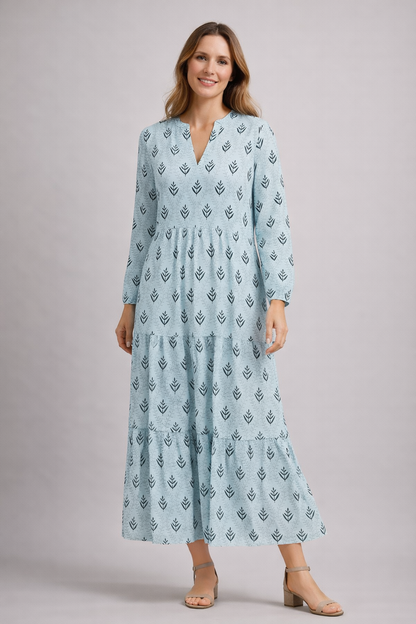 Women's Boho Tiered Maxi Dress | with V-Neck
