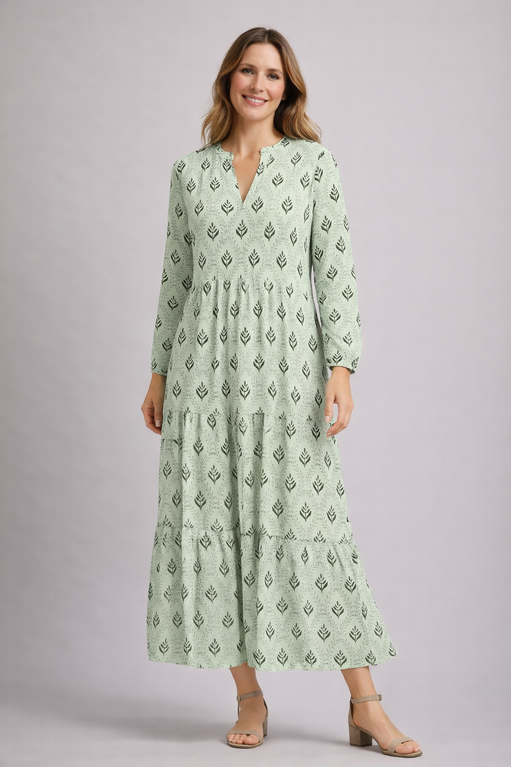 Women's Boho Tiered Maxi Dress | with V-Neck