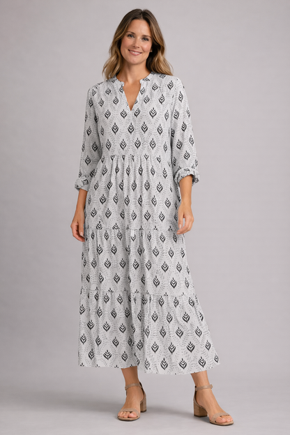 Women's Boho Tiered Maxi Dress | with V-Neck