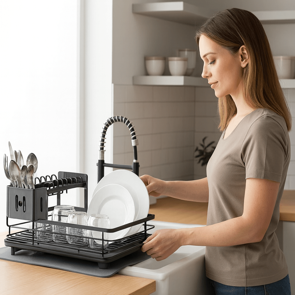 Foldable Stainless Steel Dish Rack with Space-Saving Design for Modern Kitchens
