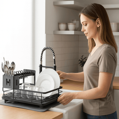 Foldable Stainless Steel Dish Rack with Space-Saving Design for Modern Kitchens