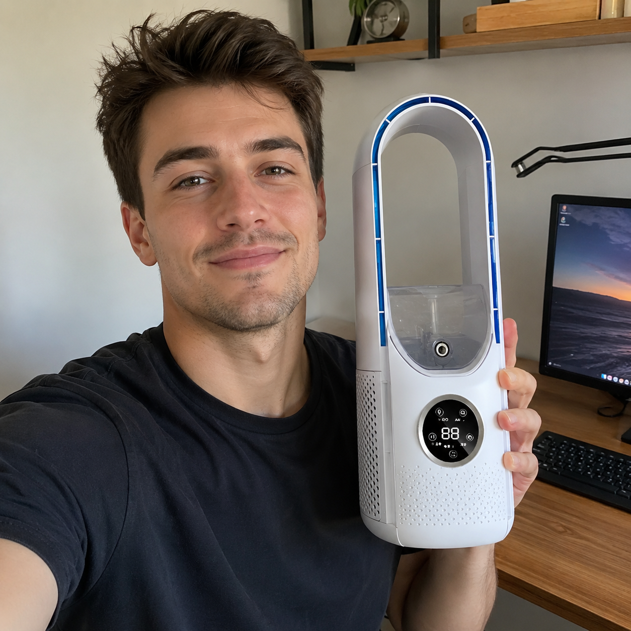 Portable Bladeless Air Conditioner with Cooling Fan