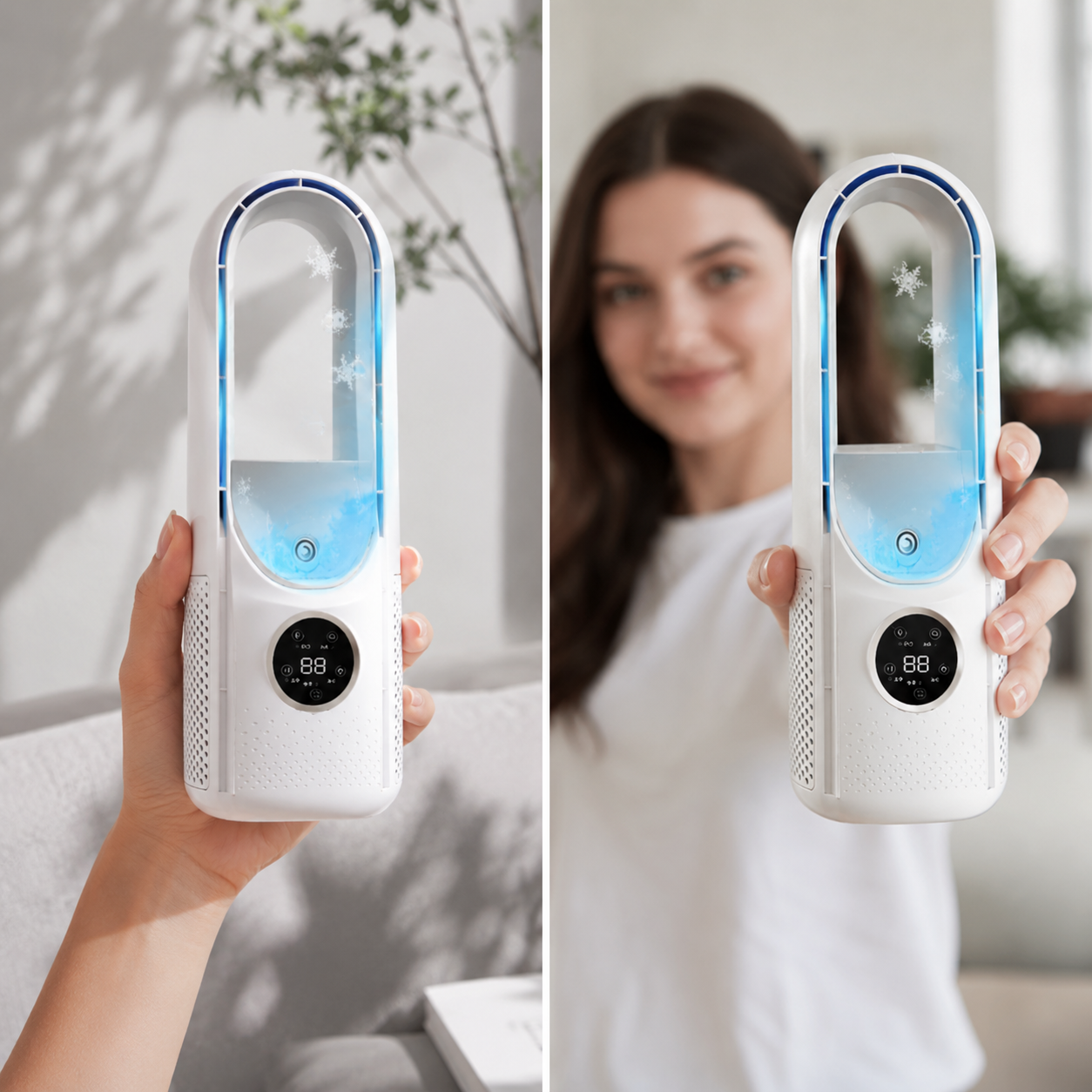 Portable Bladeless Air Conditioner with Cooling Fan