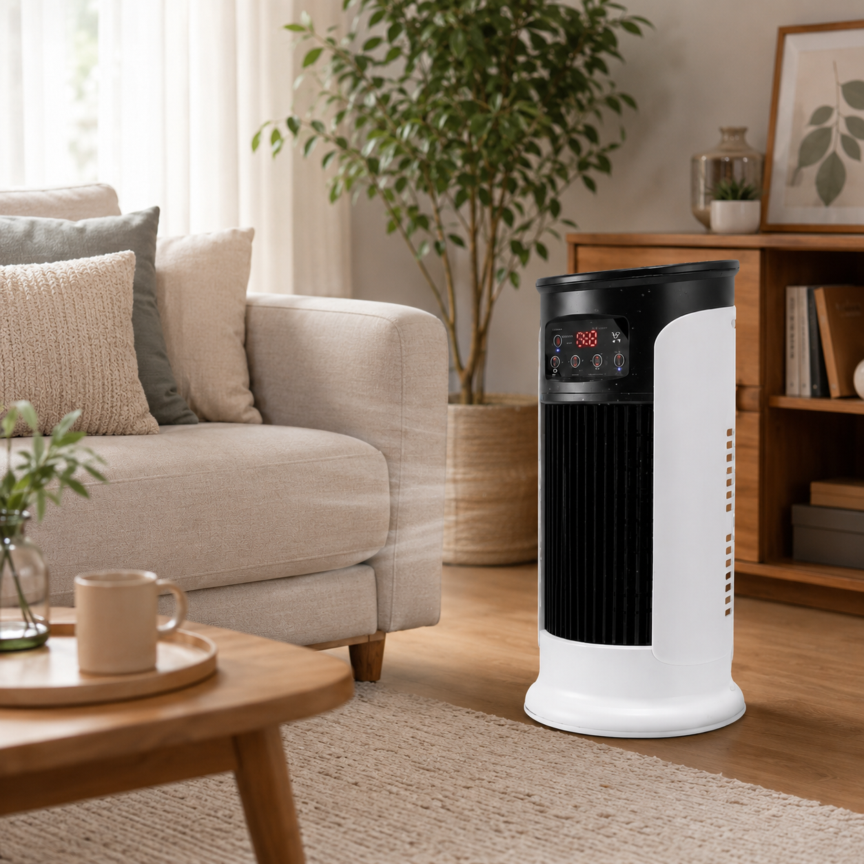 Energy-Efficient Compact Portable Evaporative Air Conditioner for Cooling