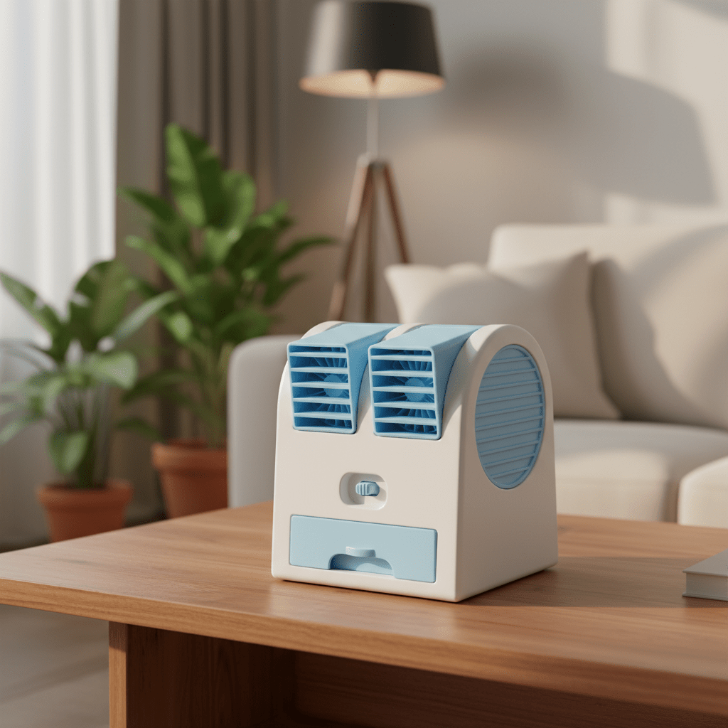 Mini USB Air Cooler with Quiet Operation & Dual Air Outlet