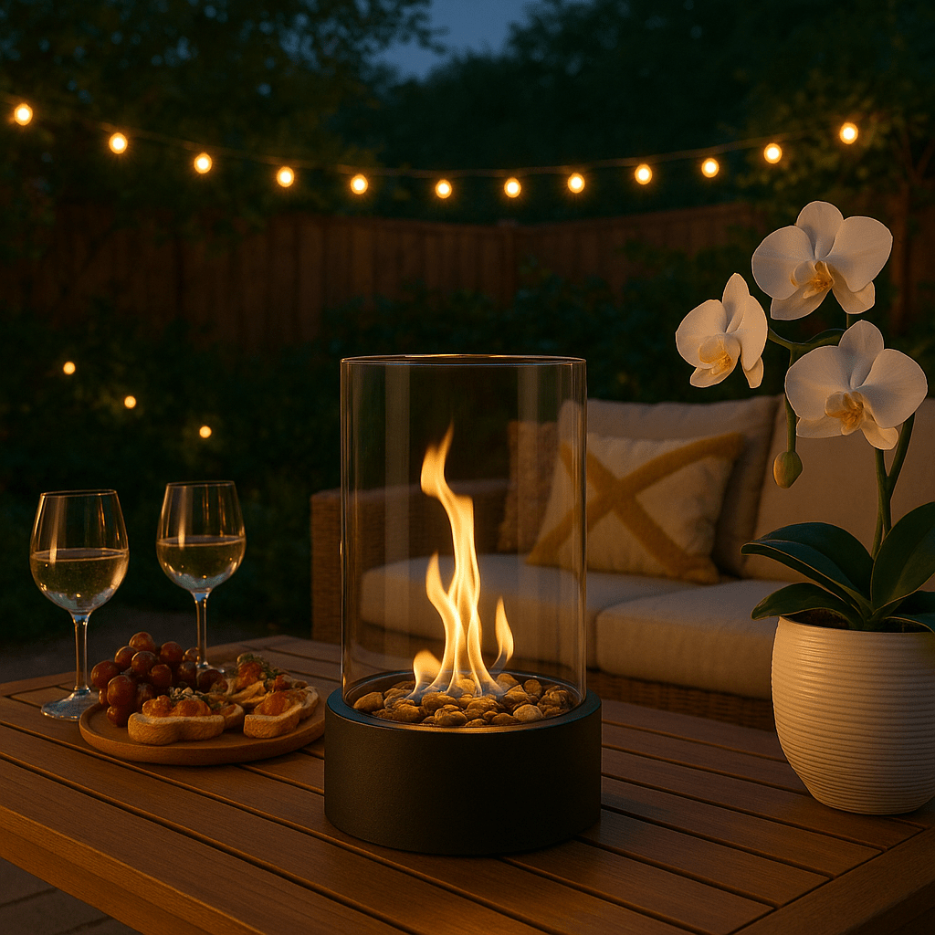 Modern Table Fireplace with Real Flames & Smoke-Free Bioethanol Fuel