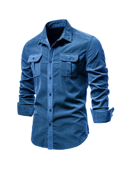 Men's Casual Long Sleeve Shirt | with Flap Pockets