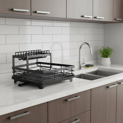 Foldable Stainless Steel Dish Rack with Space-Saving Design for Modern Kitchens