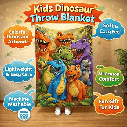 Dinosaur Print Throw Blanket for Kids' Room Decor