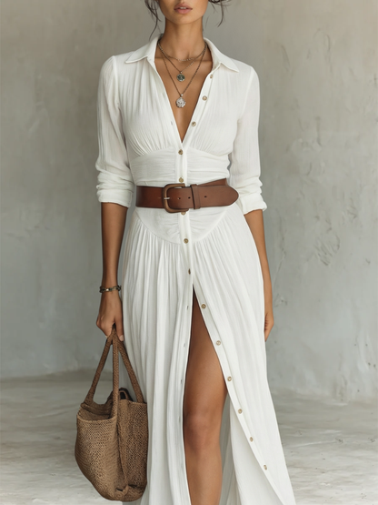 Women's Boho Button Down Maxi Shirt Dress | Long Sleeve