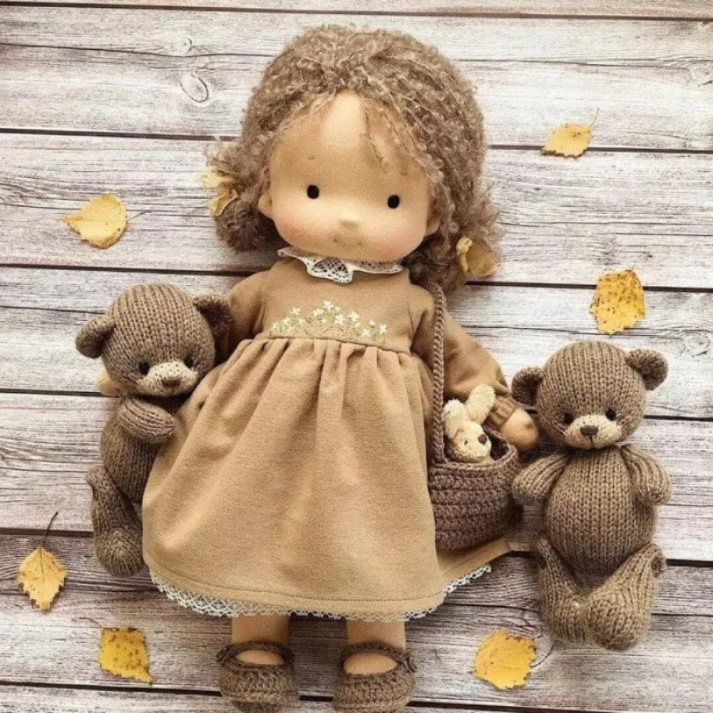 Waldorf-Style Plush Doll Toy for Kids - Kawaii Design