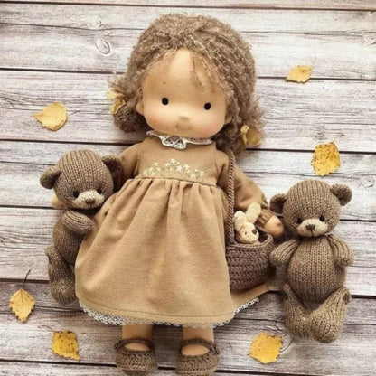 Waldorf-Style Plush Doll Toy for Kids - Kawaii Design