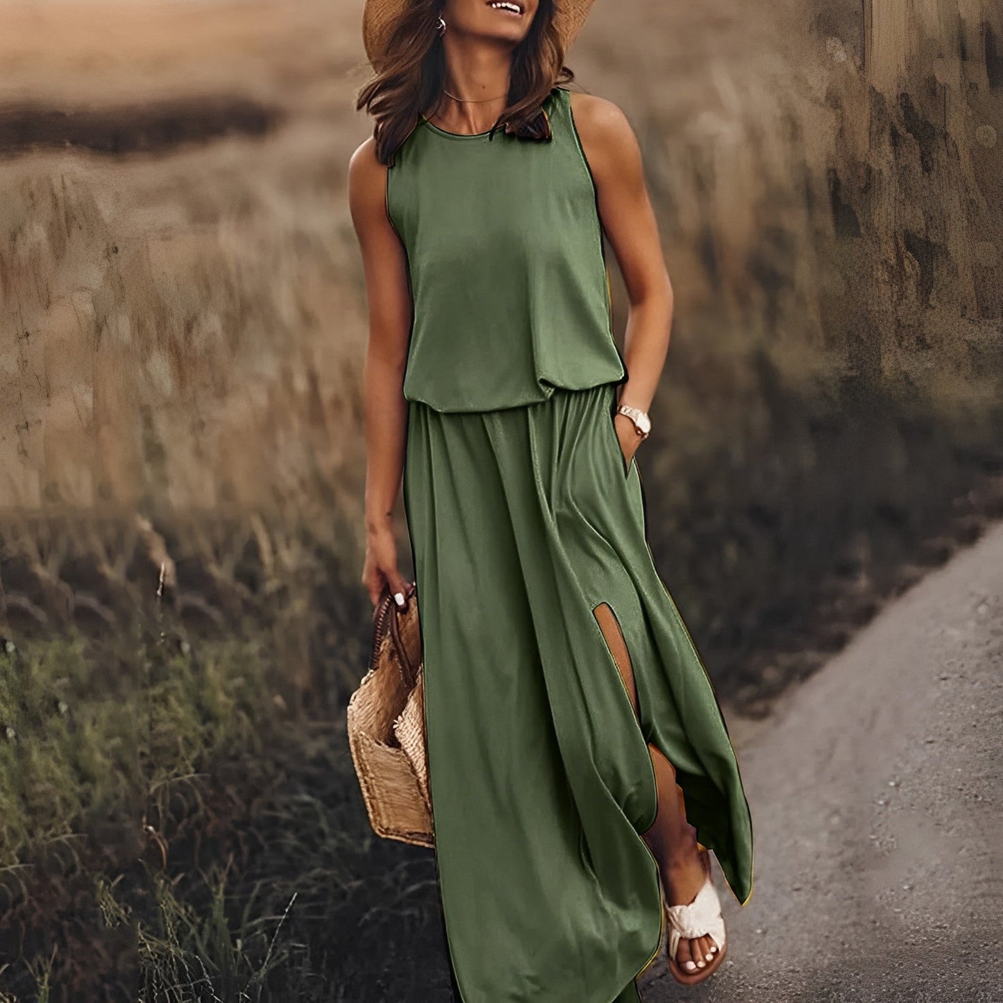 Women's Summer Dress with Side Slit | Maxi