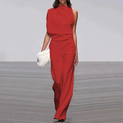 Women's Casual One-Shoulder Jumpsuit | With Wide Leg