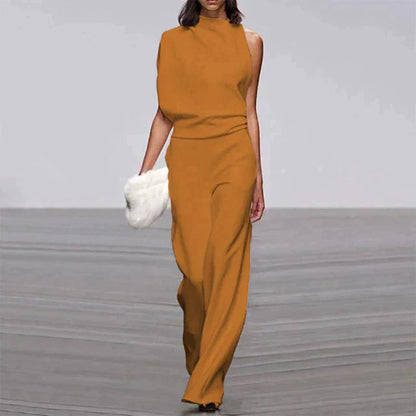 Women's Casual One-Shoulder Jumpsuit | With Wide Leg
