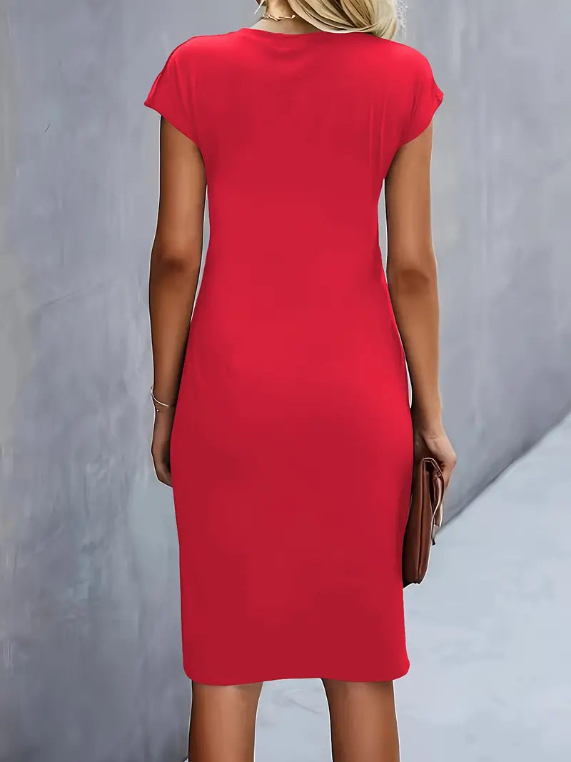 Women's Round Neck Cocktail Dress | Midi