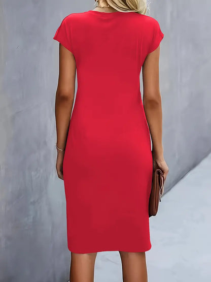 Women's Round Neck Cocktail Dress | Midi