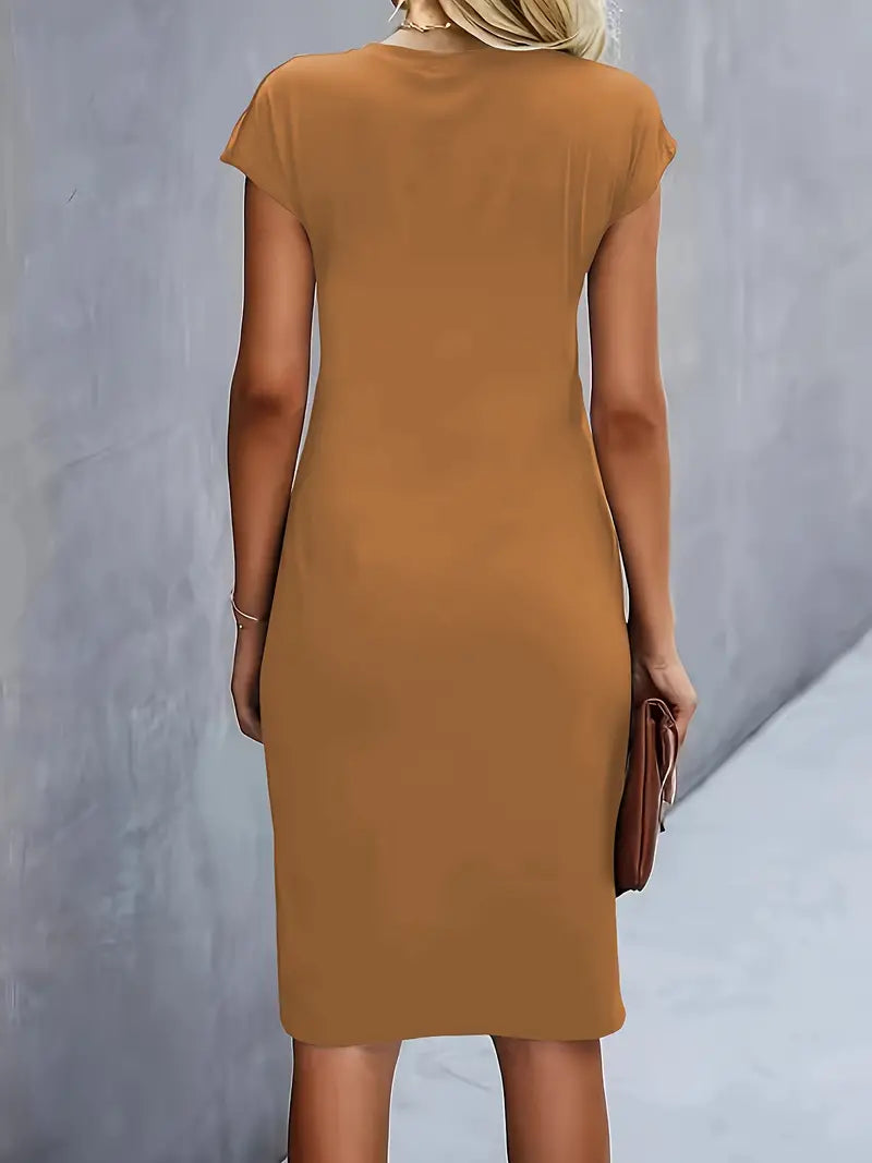 Women's Round Neck Cocktail Dress | Midi