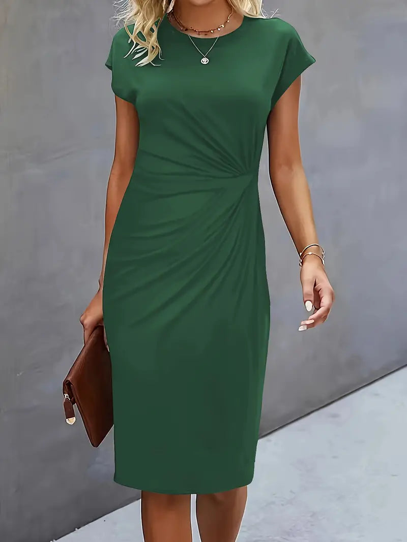 Women's Round Neck Cocktail Dress | Midi