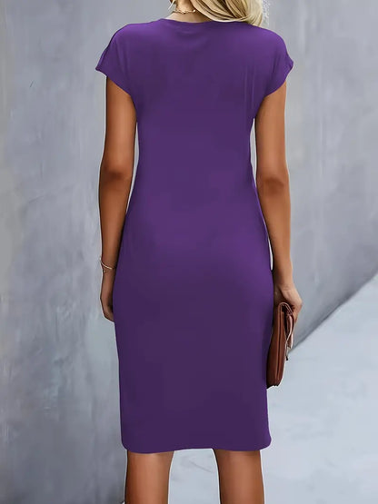 Women's Round Neck Cocktail Dress | Midi