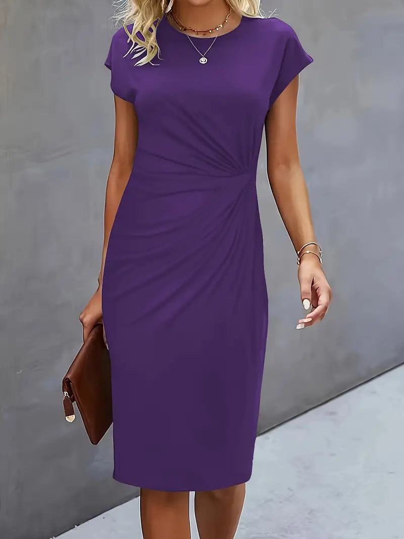 Women's Round Neck Cocktail Dress | Midi