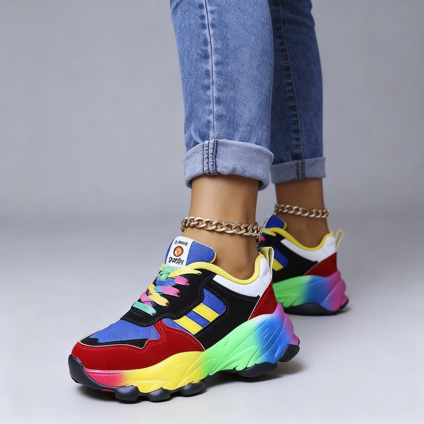 Ladies Sporty Colorful Sneakers | Platform