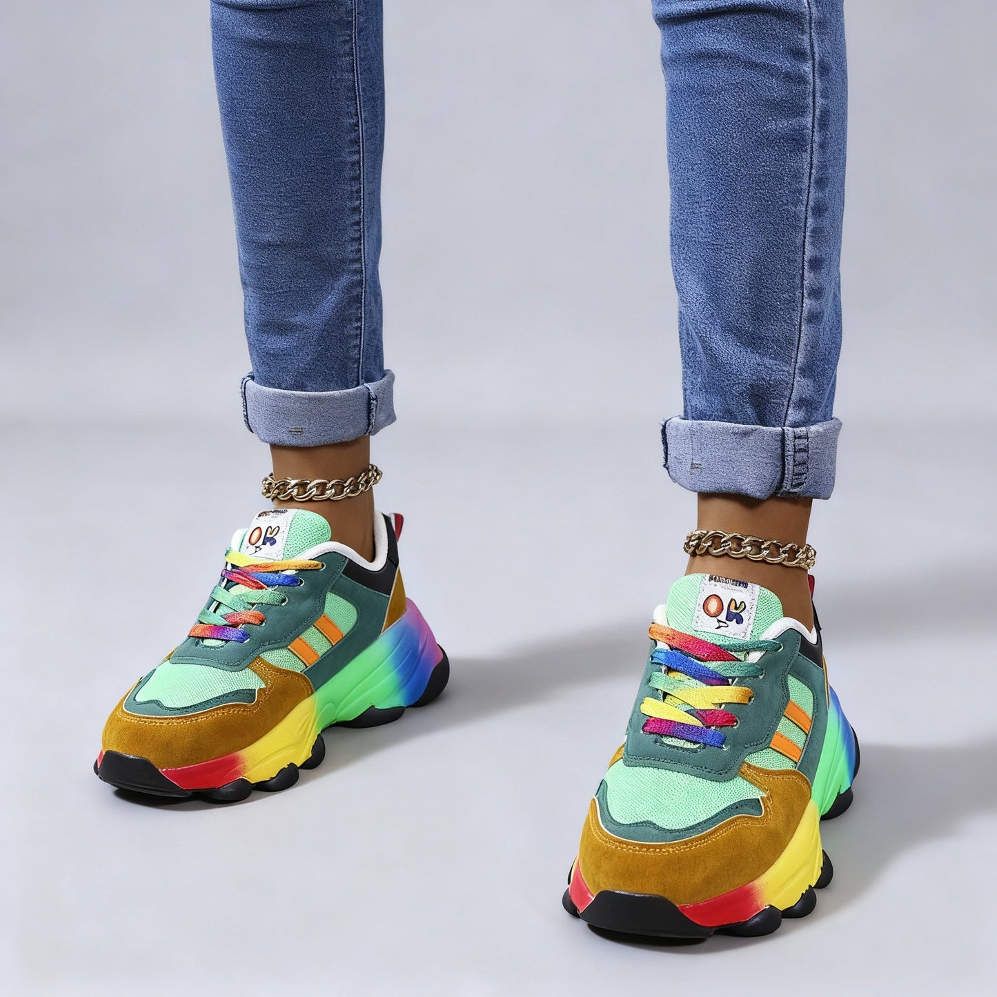 Ladies Sporty Colorful Sneakers | Platform