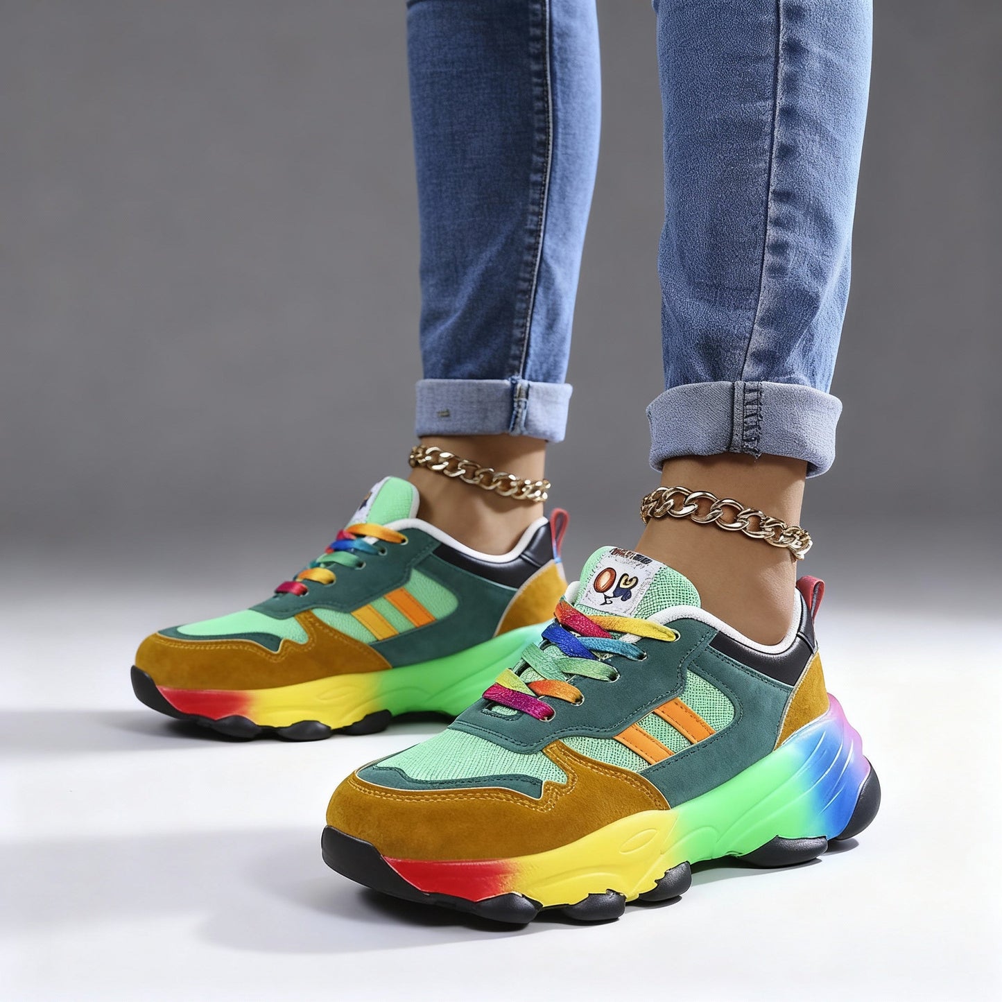 Ladies Sporty Colorful Sneakers | Platform