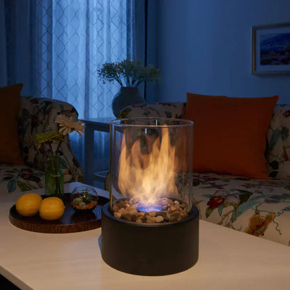 Portable Indoor Glass and Metal Tabletop Fireplace