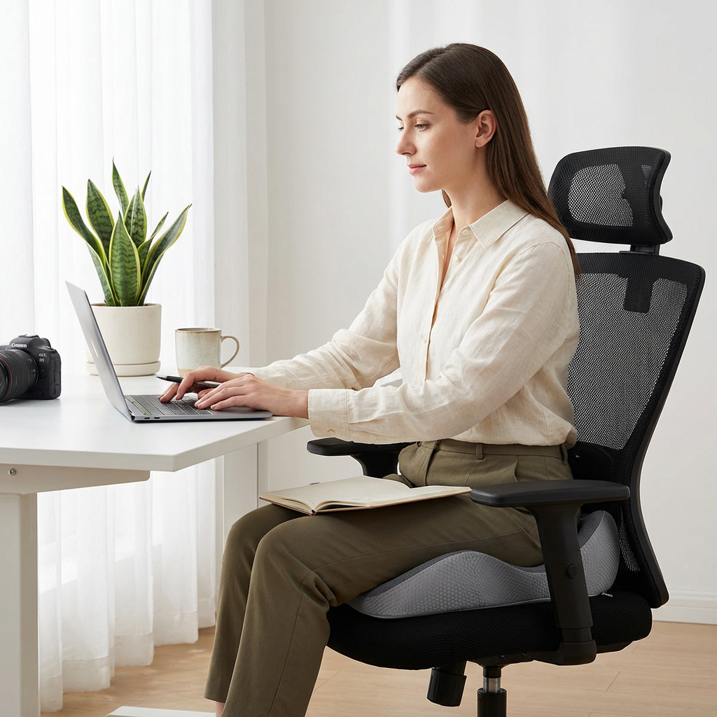 Memory Foam Seat Cushion for Sit Bone Support - Ideal for Office and Car Use