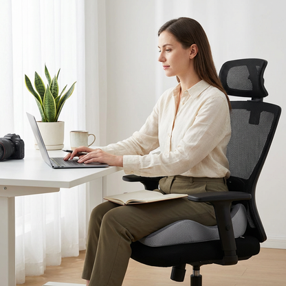 Memory Foam Seat Cushion for Sit Bone Support - Ideal for Office and Car Use