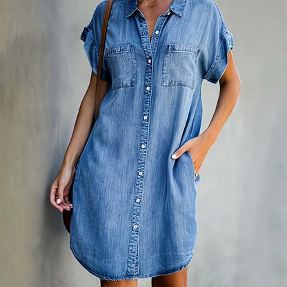 Women's Casual Short Sleeve Blouse Dress | Mini