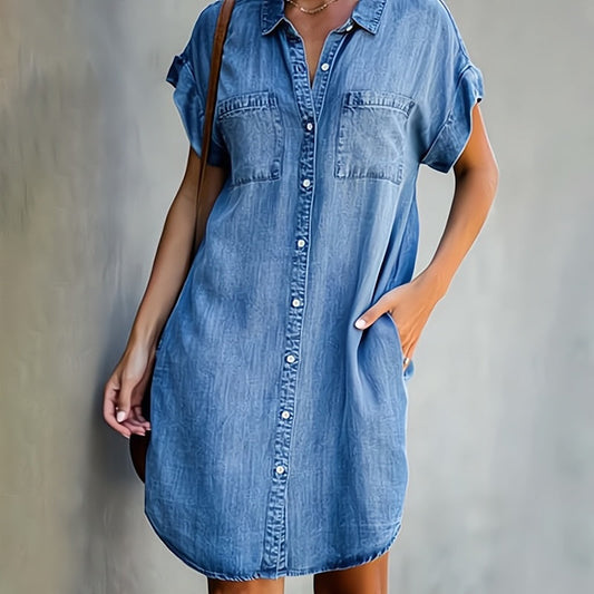 Women's Casual Short Sleeve Blouse Dress | Mini