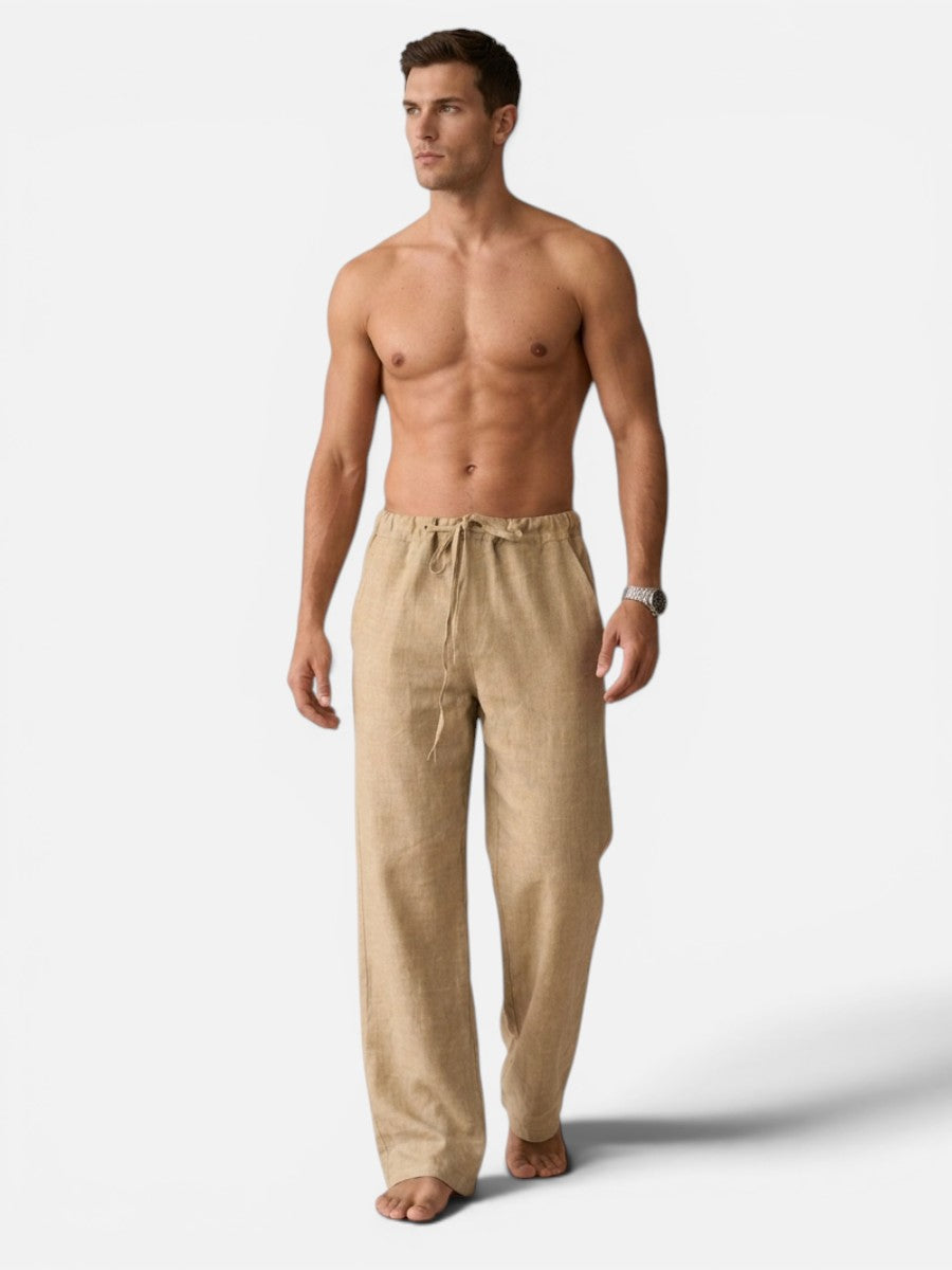 Men's Linen Casual Beach Summer Trousers | Loose Fit
