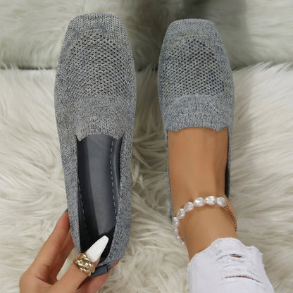 Women's Square Toe Knitted Flats | Slip-On