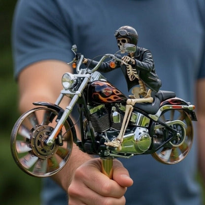 Garden Wind Spinner Featuring Skeleton Rider for Motorcycles