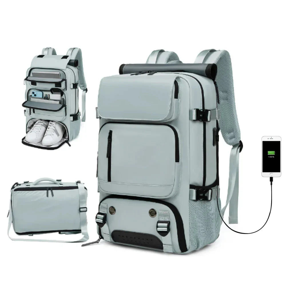 Large Waterproof Travel Backpack with USB Port