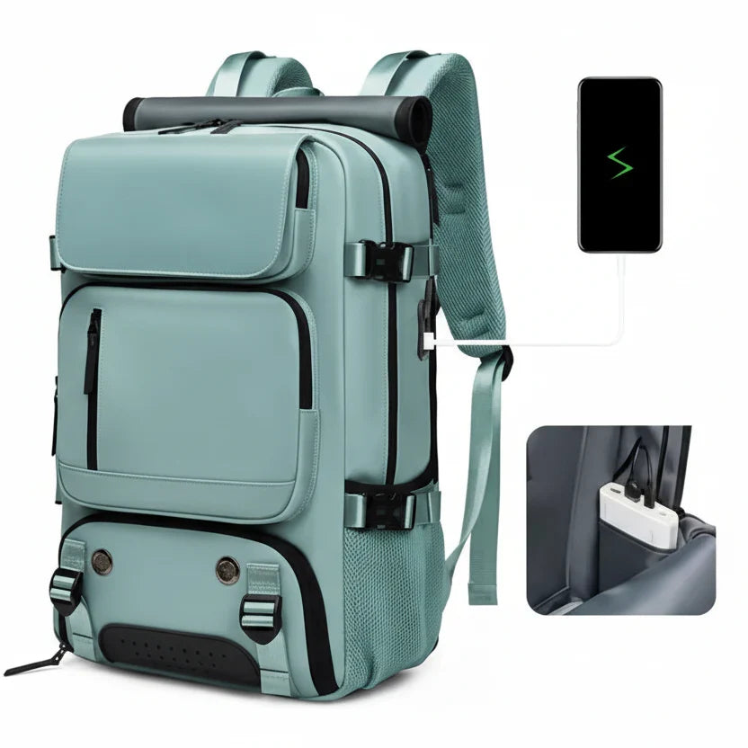 Large Waterproof Travel Backpack with USB Port