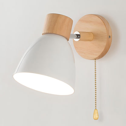 Scandinavian Wooden Wall Light with Switch – Natural Living Room Decor