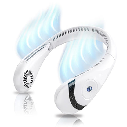 Portable Rechargeable Neck Fan - Blade-Free, USB-Powered, Hands-Free Cooling for Travel