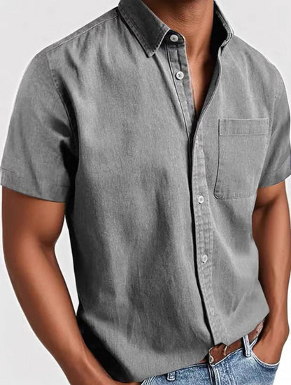 Men's Casual Short Sleeve Button-Up Shirt | with Chest Pocket