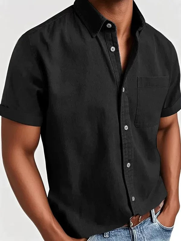 Men's Casual Short Sleeve Button-Up Shirt | with Chest Pocket