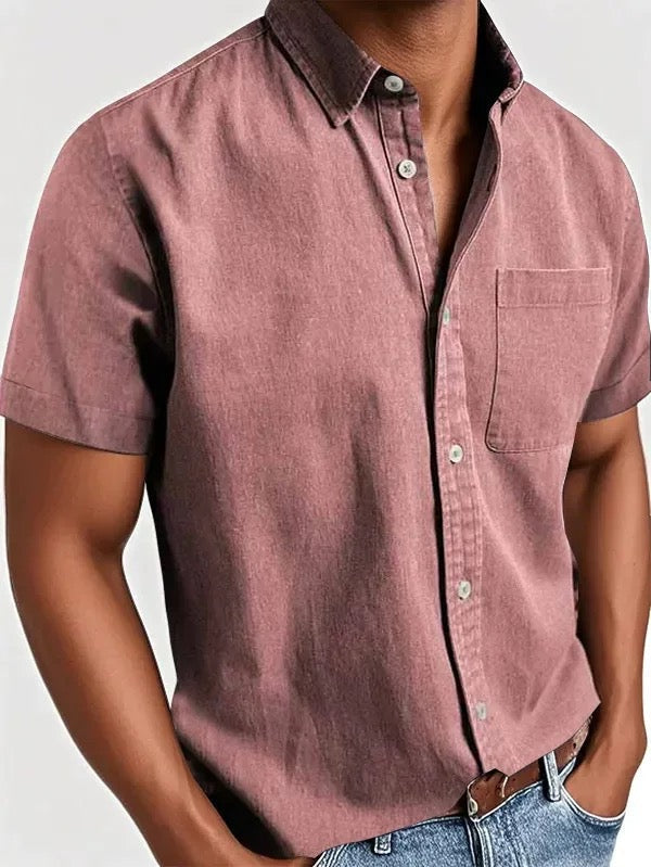 Men's Casual Short Sleeve Button-Up Shirt | with Chest Pocket