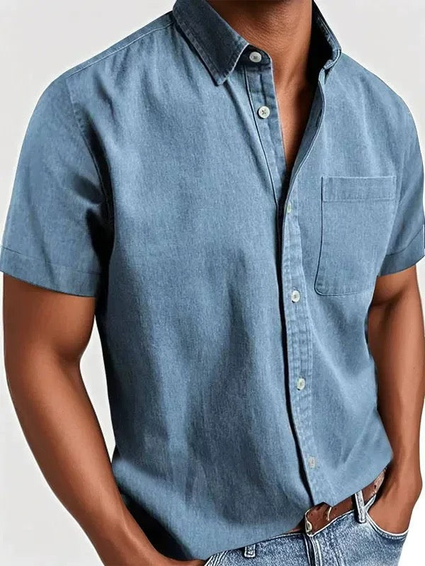 Men's Casual Short Sleeve Button-Up Shirt | with Chest Pocket